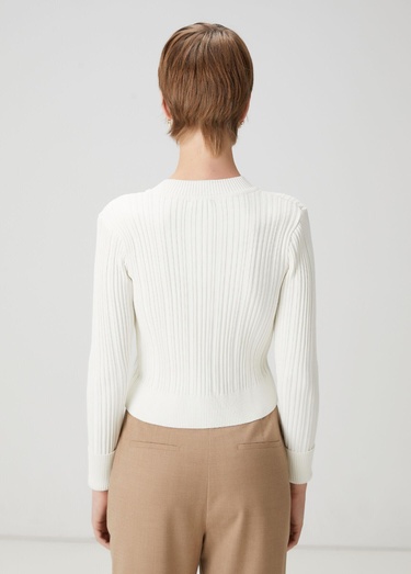  Beymen Club Kadın Kırık Beyaz Ribli Triko Ceket