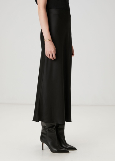  Beymen Club Kadın Siyah Midi Saten Evaze Etek