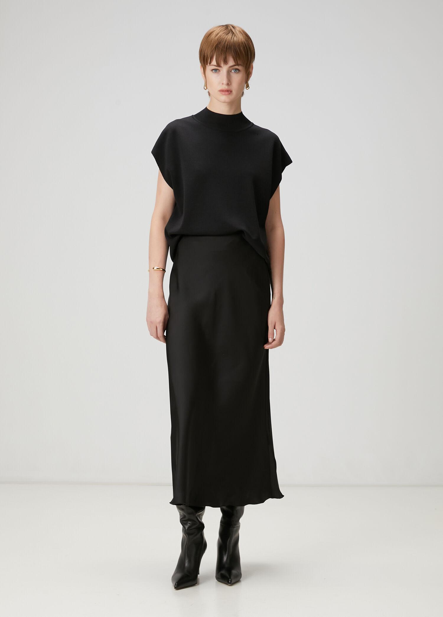  Beymen Club Kadın Siyah Midi Saten Evaze Etek