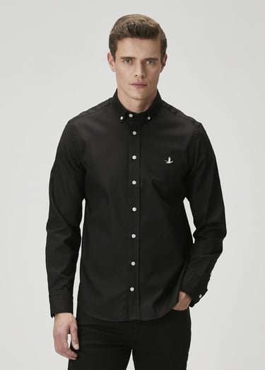  Beymen Club Erkek Comfort Fit Siyah Oxford Gömlek