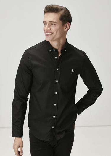  Beymen Club Erkek Comfort Fit Siyah Oxford Gömlek