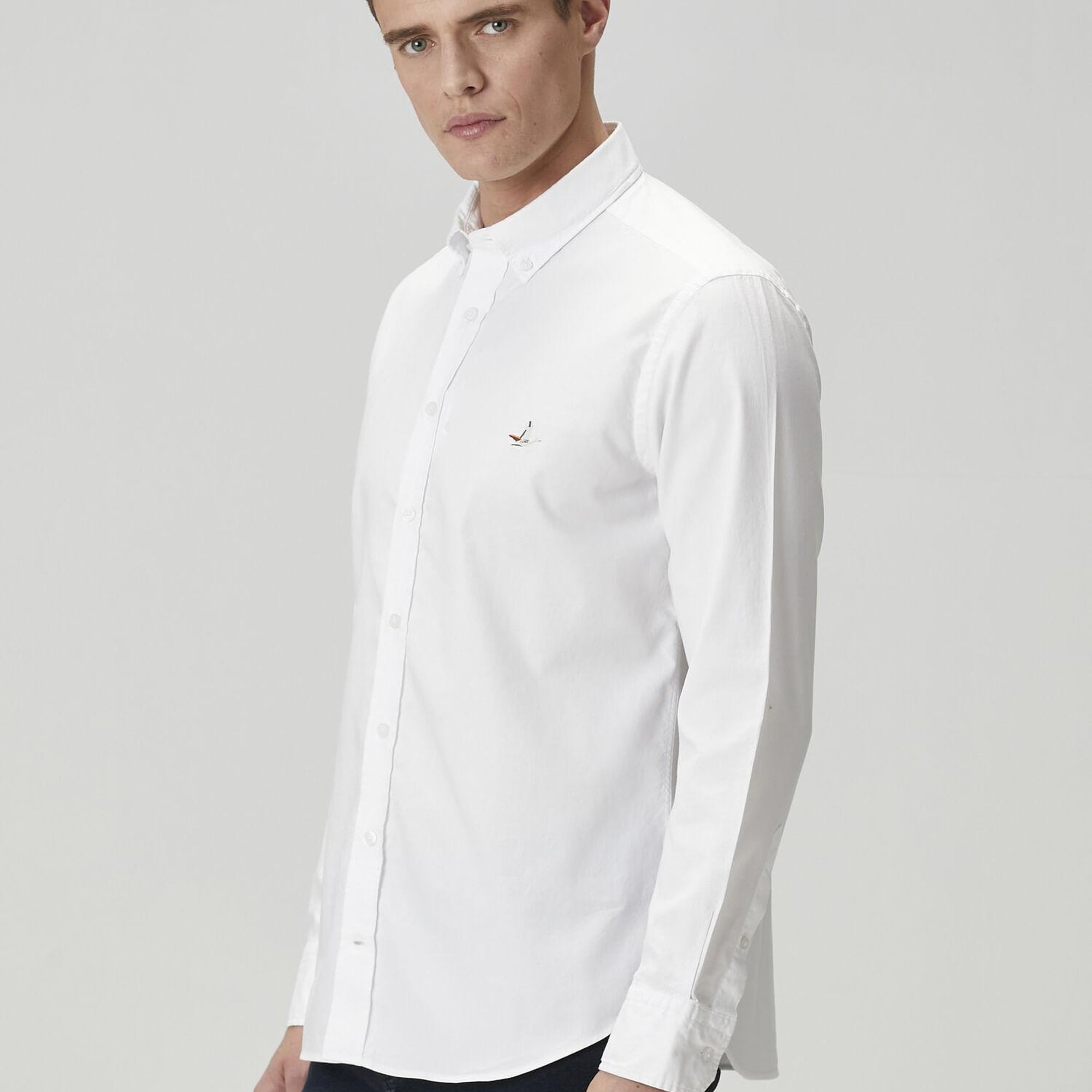 Beymen Club Erkek Slim Fit Beyaz Oxford Gömlek