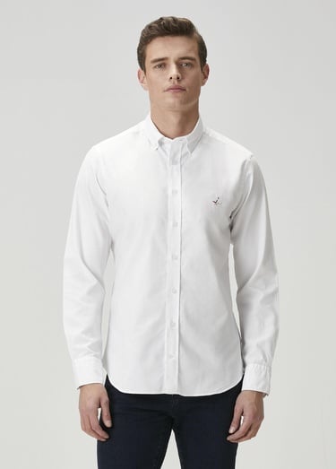  Beymen Club Erkek Slim Fit Beyaz Oxford Gömlek