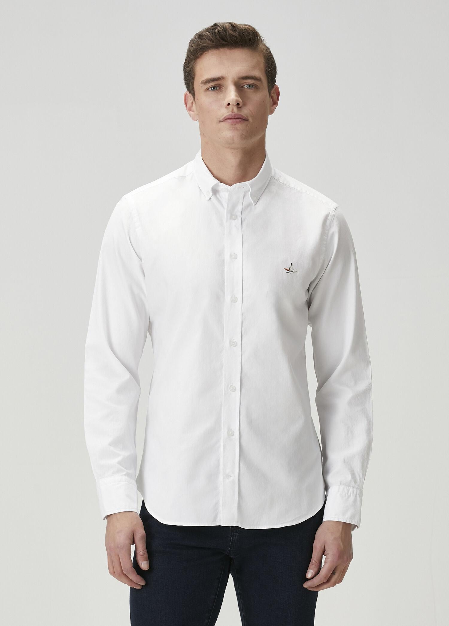  Beymen Club Erkek Slim Fit Beyaz Oxford Gömlek