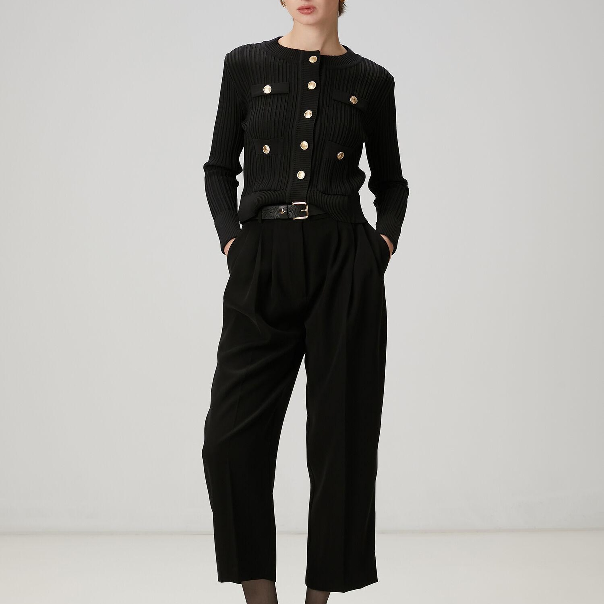 Beymen Club Kadın Siyah Ribli Triko Ceket