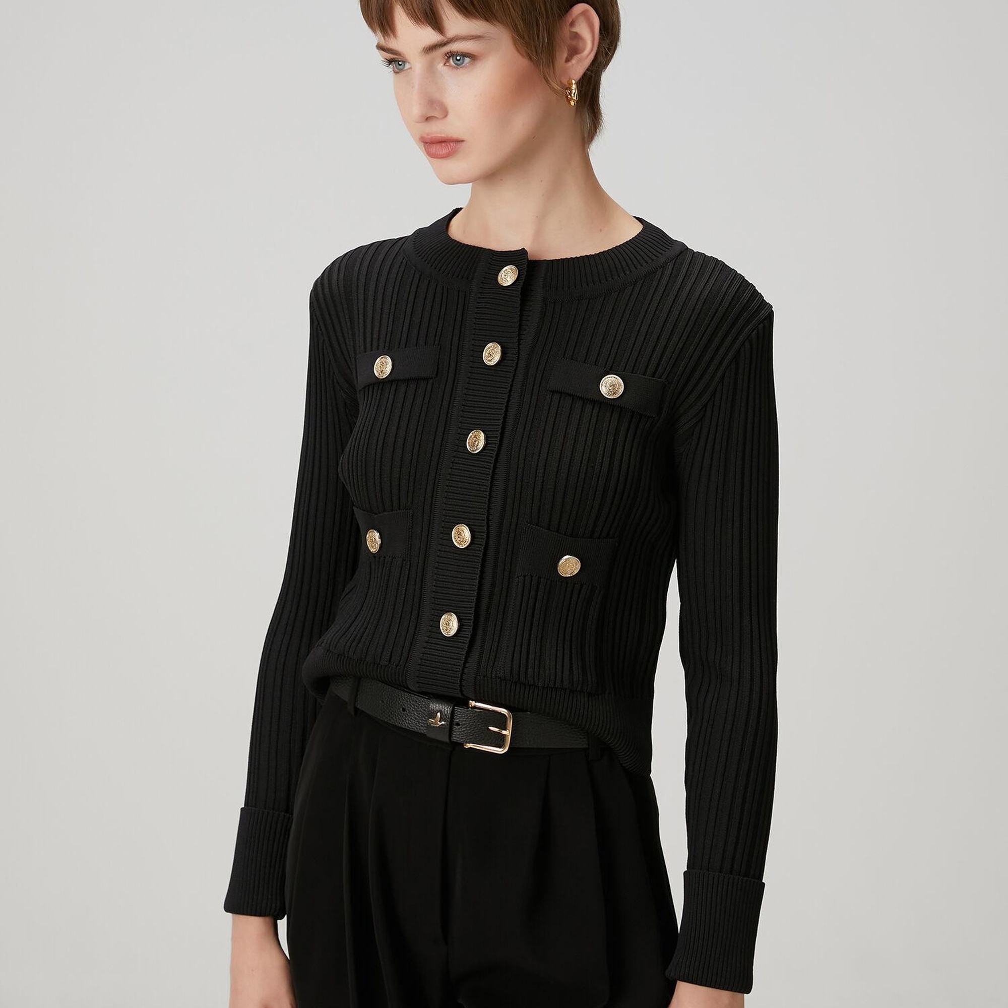 Beymen Club Kadın Siyah Ribli Triko Ceket