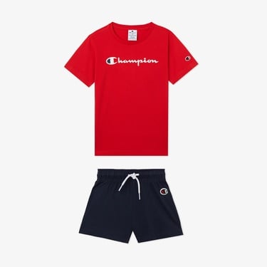  Champion Çocuk Kırmızı/Lacivert Şort Takımı