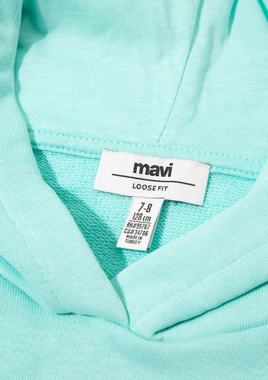  Mavi İstanbul Baskılı Kapüşonlu Yeşil Sweatshirt 7S10062-71676