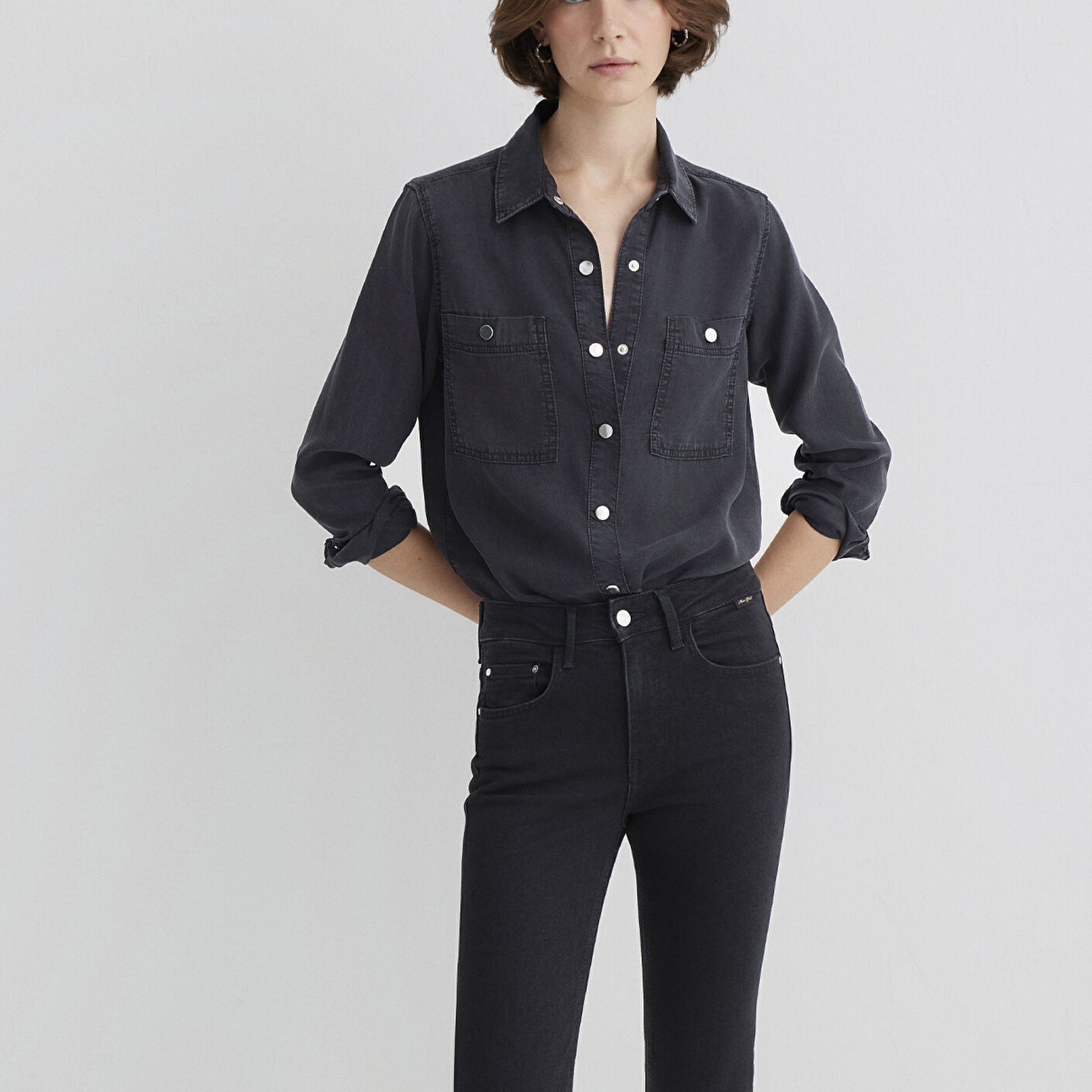 Mavi Betty Gold Klasik Antrasit Jean Gömlek Fitted / Vücuda Oturan Kesim 1210818-87811