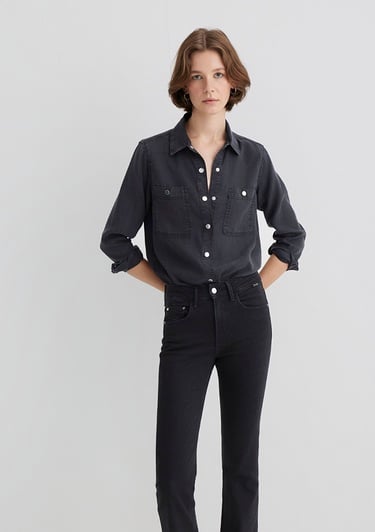  Mavi Betty Gold Klasik Antrasit Jean Gömlek Fitted / Vücuda Oturan Kesim 1210818-87811