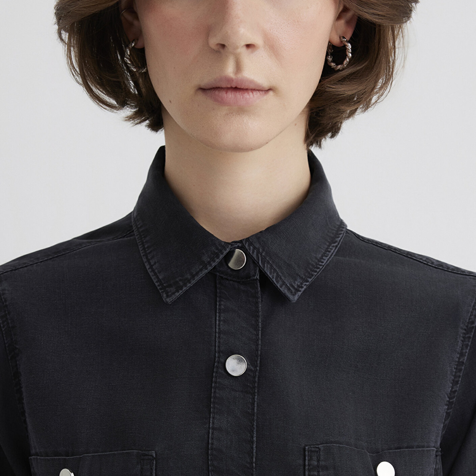 Mavi Betty Gold Klasik Antrasit Jean Gömlek Fitted / Vücuda Oturan Kesim 1210818-87811