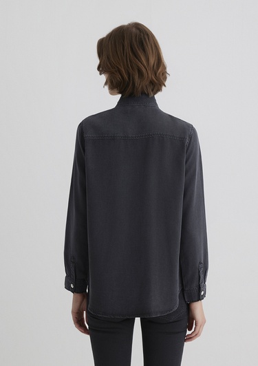  Mavi Betty Gold Klasik Antrasit Jean Gömlek Fitted / Vücuda Oturan Kesim 1210818-87811