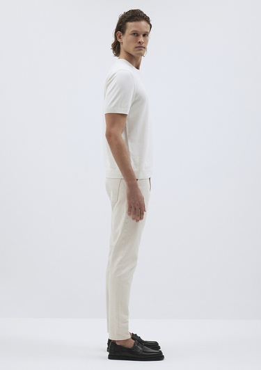  Mavi Ekru Kısa Kollu Kazak Fitted / Vücuda Oturan Kesim 0710250-70058