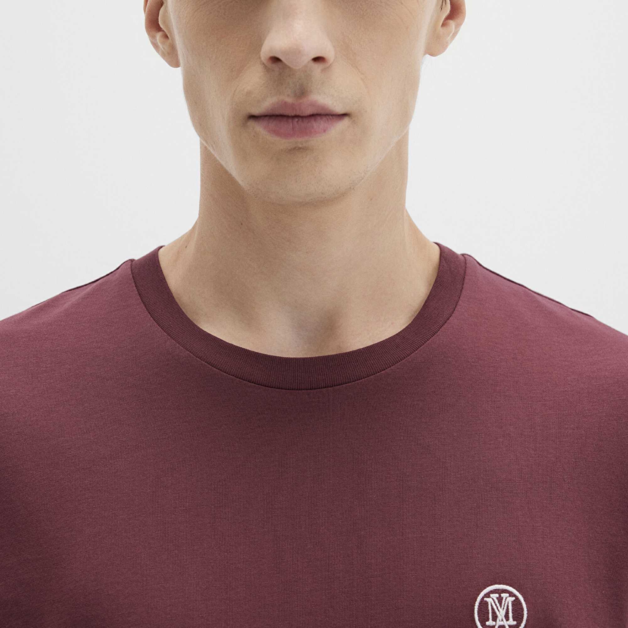 Mavi Mavi Logo İşlemeli Bordo Basic Tişört Loose Fit / Bol Rahat Kesim 067074-70396