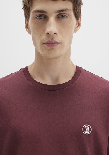  Mavi Mavi Logo İşlemeli Bordo Basic Tişört Loose Fit / Bol Rahat Kesim 067074-70396