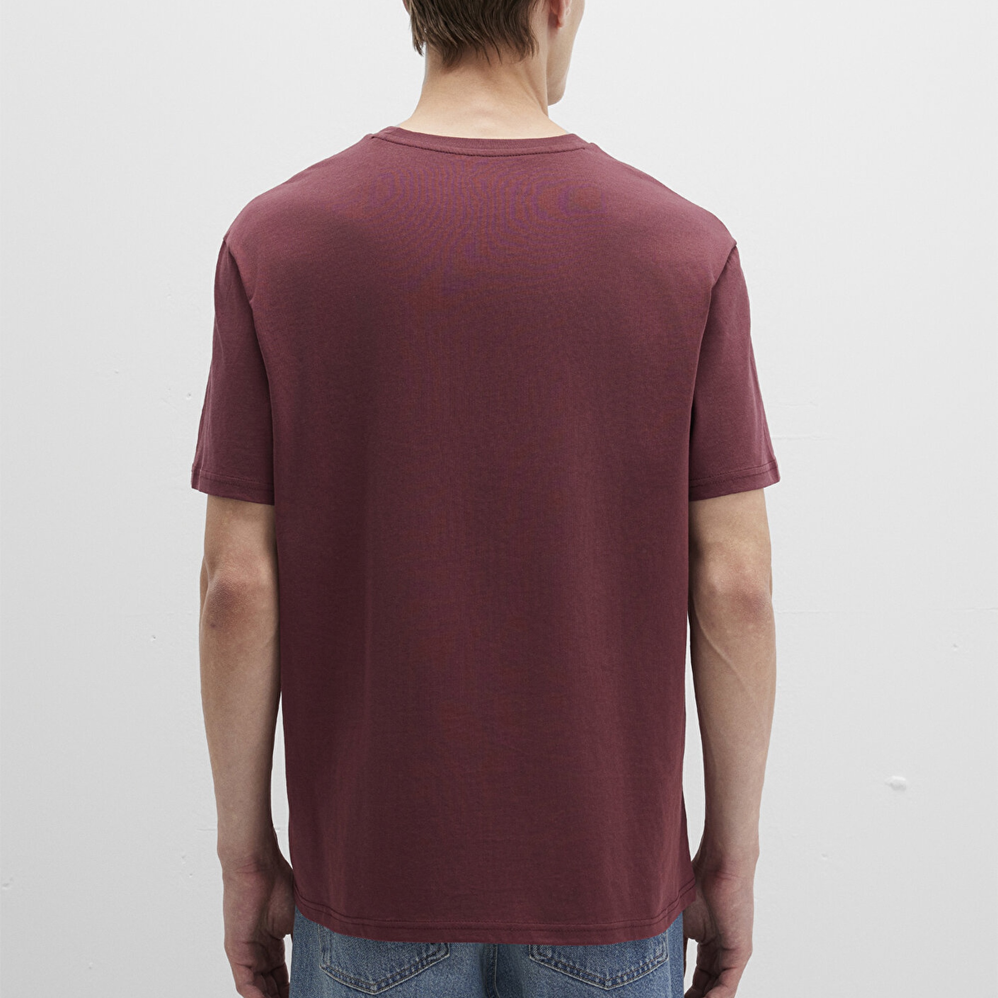 Mavi Mavi Logo İşlemeli Bordo Basic Tişört Loose Fit / Bol Rahat Kesim 067074-70396