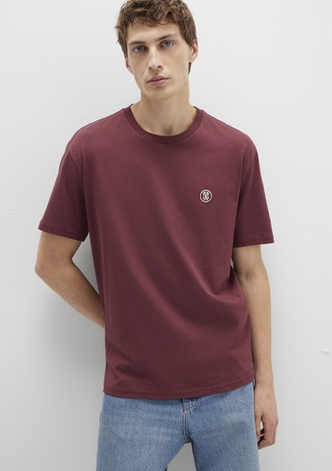  Mavi Mavi Logo İşlemeli Bordo Basic Tişört Loose Fit / Bol Rahat Kesim 067074-70396