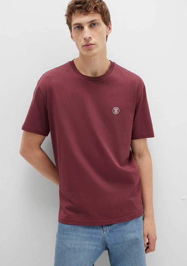  Mavi Mavi Logo İşlemeli Bordo Basic Tişört Loose Fit / Bol Rahat Kesim 067074-70396