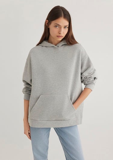  Mavi Kapüşonlu Gri Basic Sweatshirt 1S10186-83096