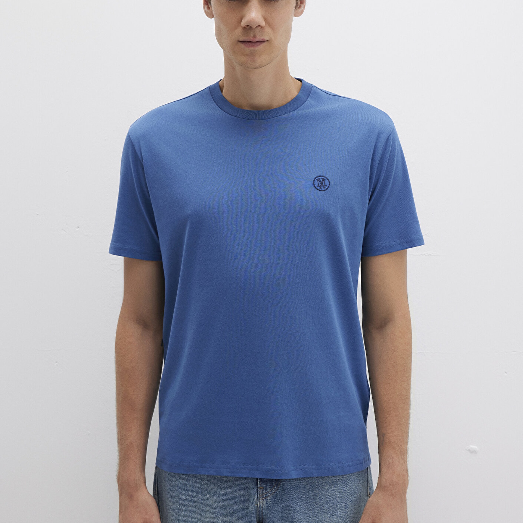 Mavi Mavi Logo İşlemeli Mavi Basic Tişört Loose Fit / Bol Rahat Kesim 067074-70719