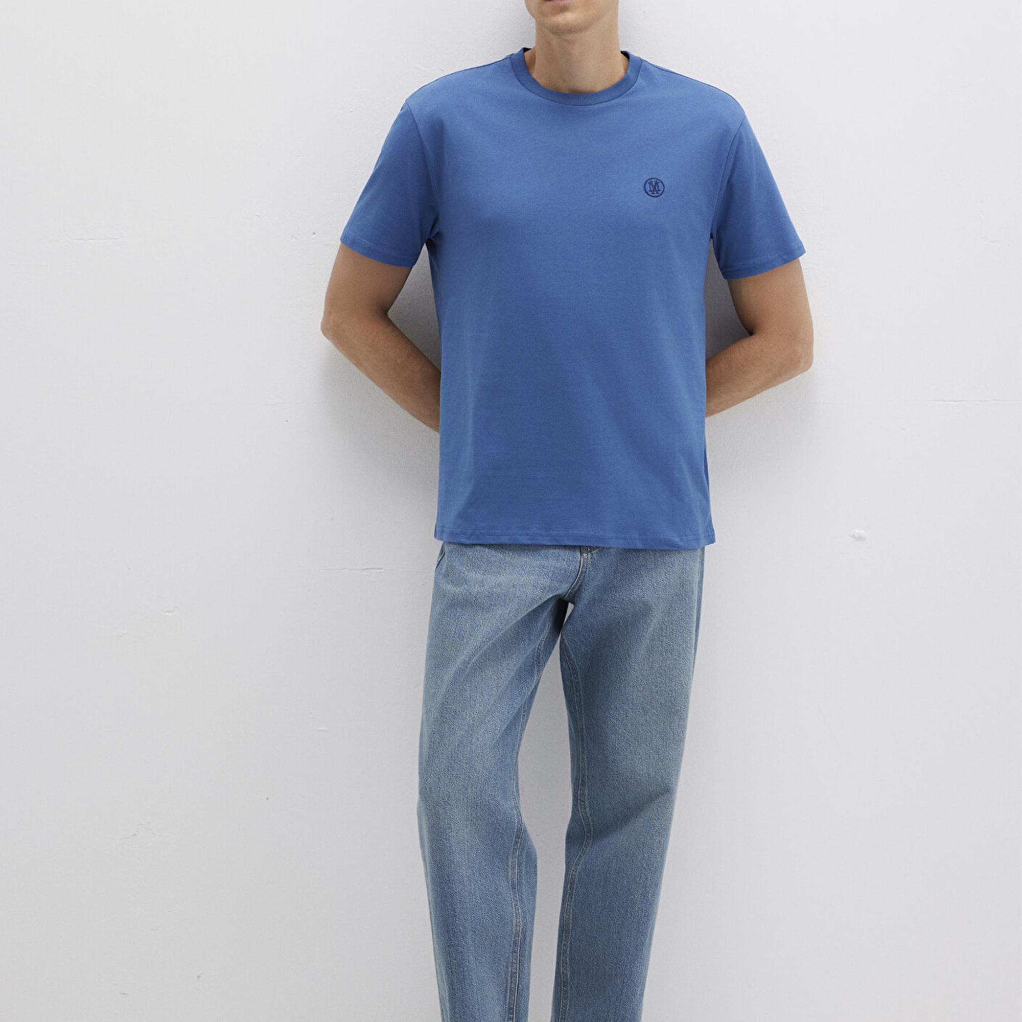 Mavi Mavi Logo İşlemeli Mavi Basic Tişört Loose Fit / Bol Rahat Kesim 067074-70719