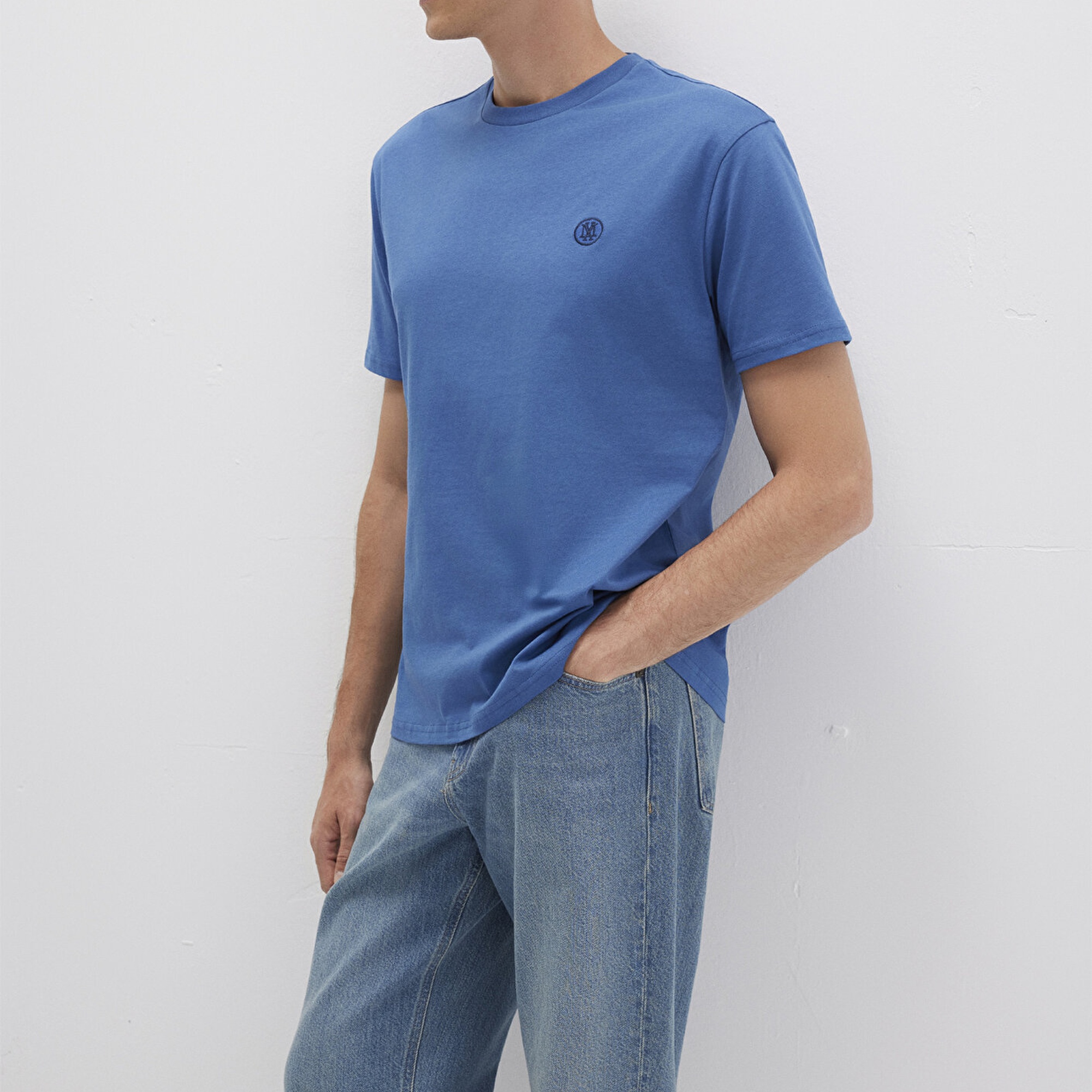 Mavi Mavi Logo İşlemeli Mavi Basic Tişört Loose Fit / Bol Rahat Kesim 067074-70719