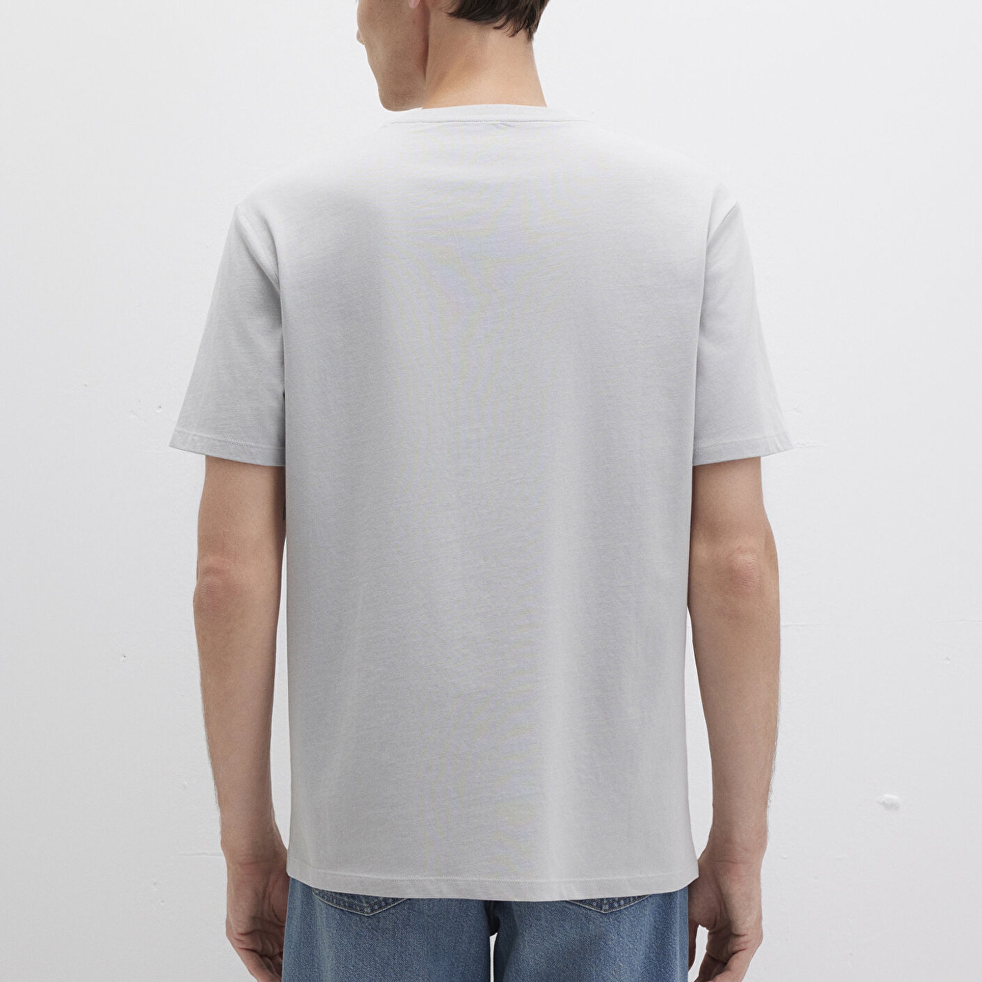 Mavi Etiket Detaylı Gri Basic Tişört Loose Fit / Bol Rahat Kesim 0611824-70075