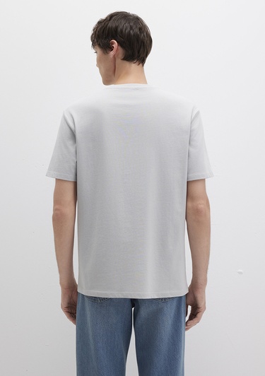  Mavi Etiket Detaylı Gri Basic Tişört Loose Fit / Bol Rahat Kesim 0611824-70075