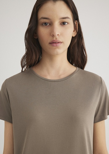  Mavi Lux Touch TENCEL TM Kahverengi Modal Tişört Regular Fit / Normal Kesim 1612693-83866