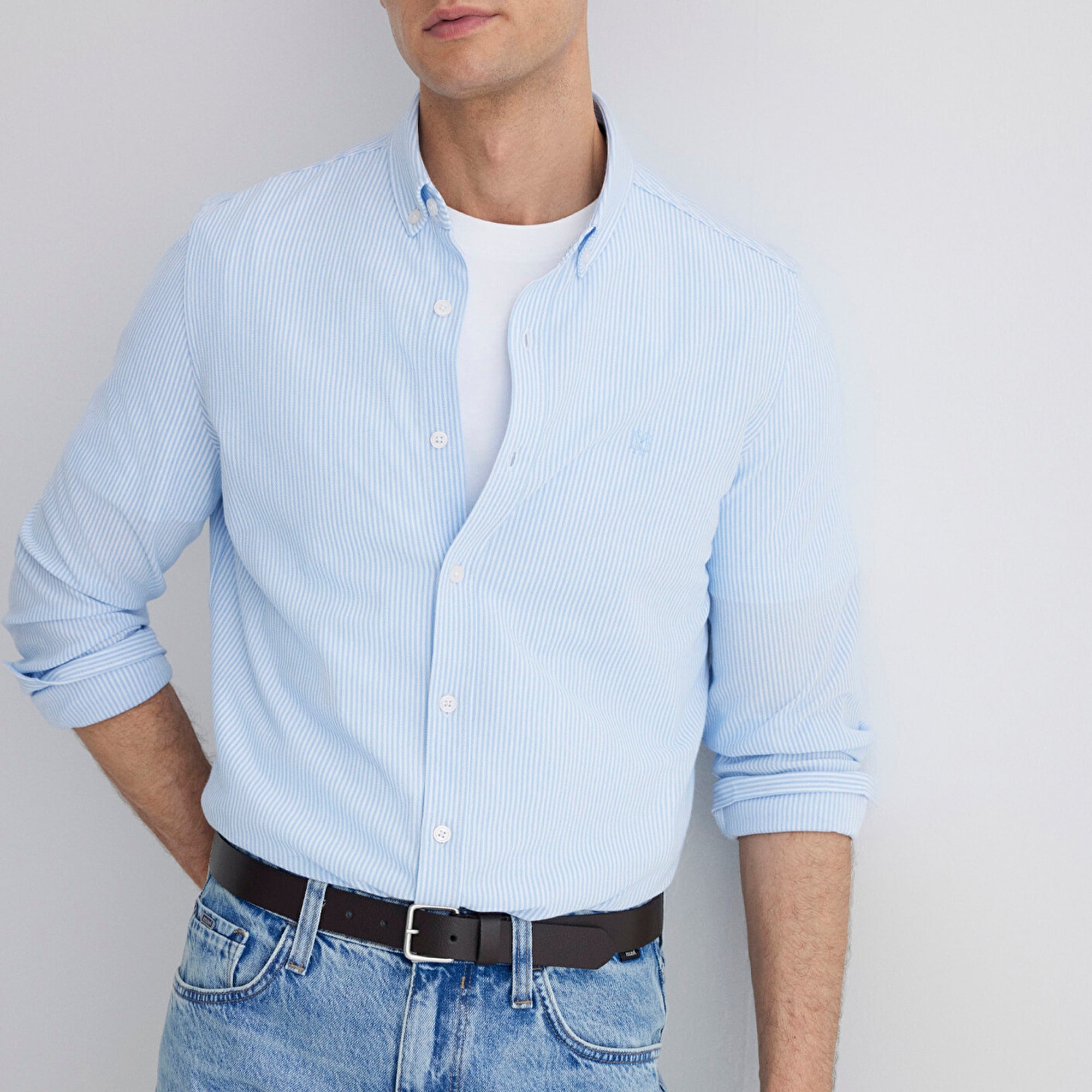 Mavi Çizgili Mavi Gömlek Slim Fit / Dar Kesim 0211402-88654