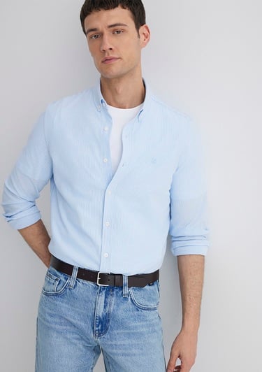  Mavi Çizgili Mavi Gömlek Slim Fit / Dar Kesim 0211402-88654