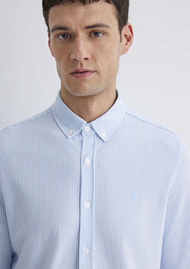  Mavi Çizgili Mavi Gömlek Slim Fit / Dar Kesim 0211402-88654