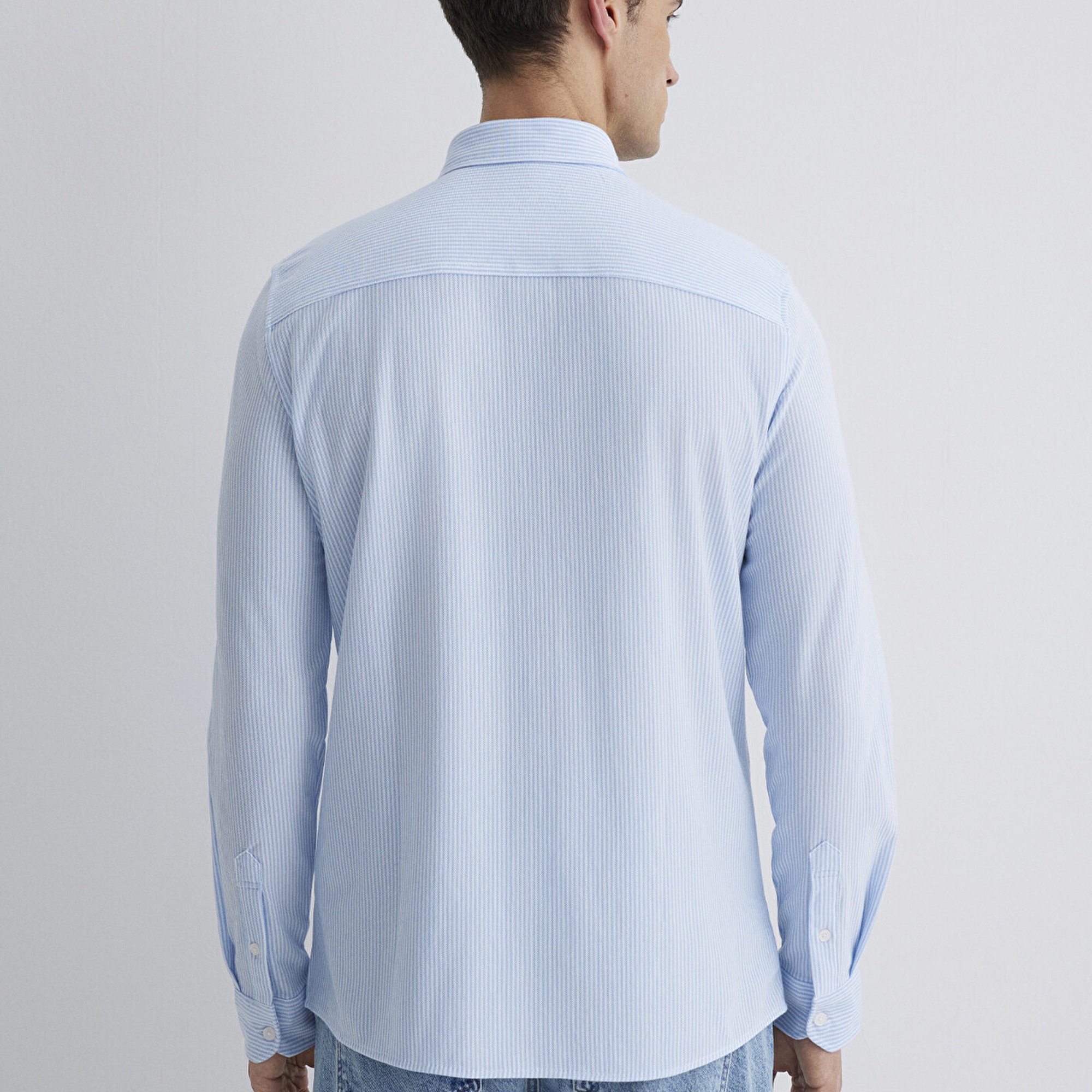 Mavi Çizgili Mavi Gömlek Slim Fit / Dar Kesim 0211402-88654