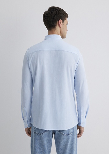  Mavi Çizgili Mavi Gömlek Slim Fit / Dar Kesim 0211402-88654