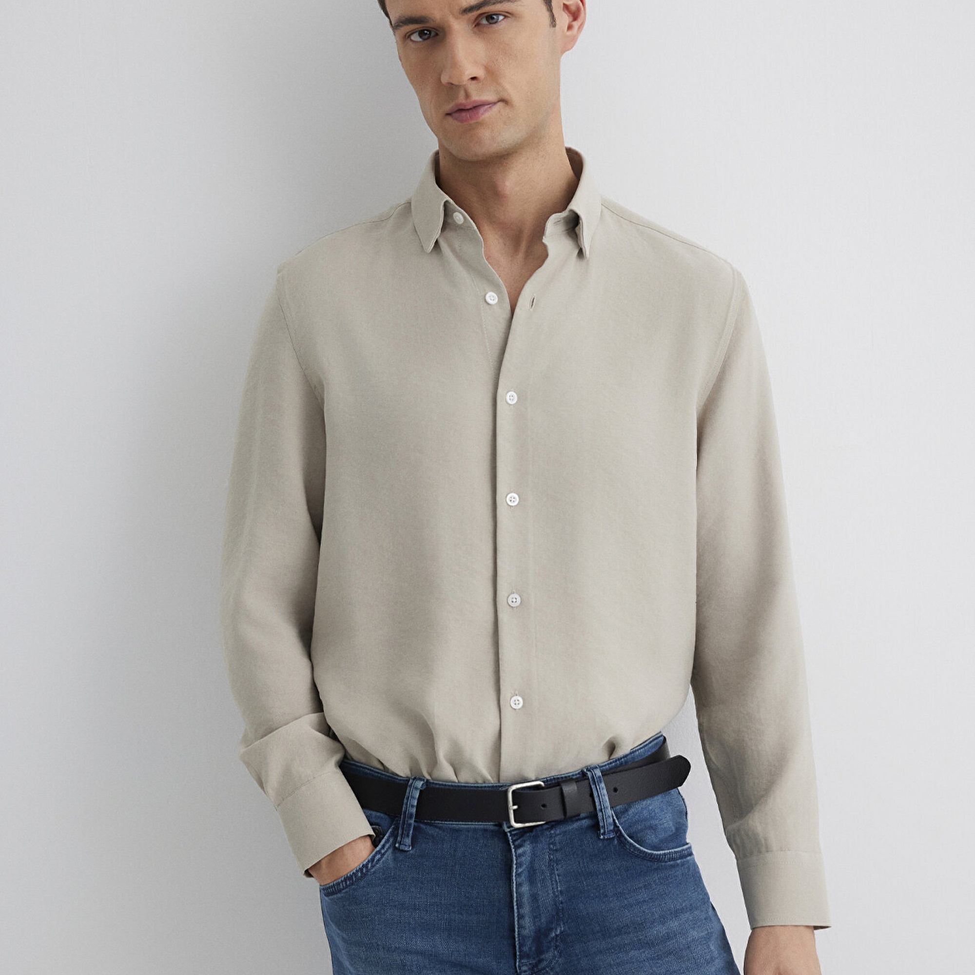 Mavi Bej Modal Gömlek Regular Fit / Normal Kesim 0211386-70100