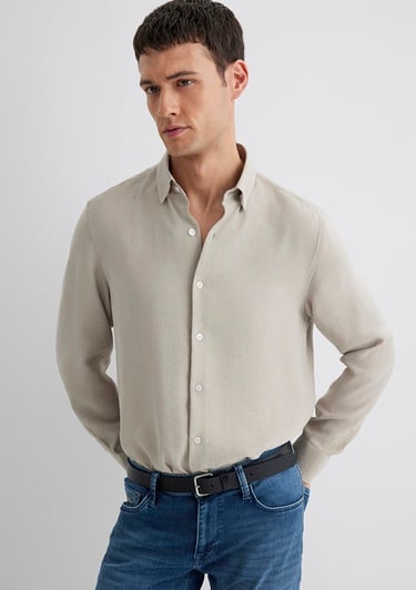  Mavi Bej Modal Gömlek Regular Fit / Normal Kesim 0211386-70100