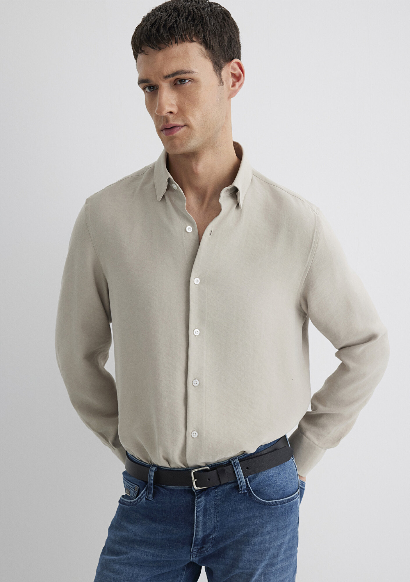  Mavi Bej Modal Gömlek Regular Fit / Normal Kesim 0211386-70100