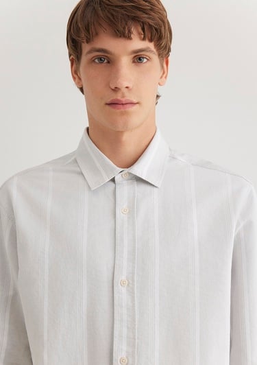  Mavi Çizgili Gri Gömlek Regular Fit / Normal Kesim 0211312-70075