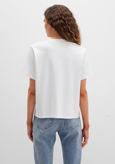  Mavi Mavi Logo Baskılı Beyaz Tişört Loose Fit / Bol Rahat Kesim 1612829-80194