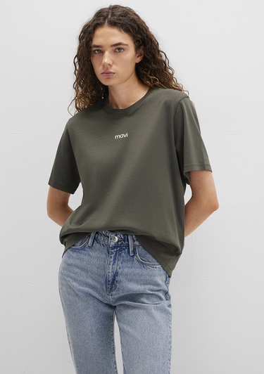  Mavi Mavi Logo Baskılı Yeşil Tişört Loose Fit / Bol Rahat Kesim 1612829-71553