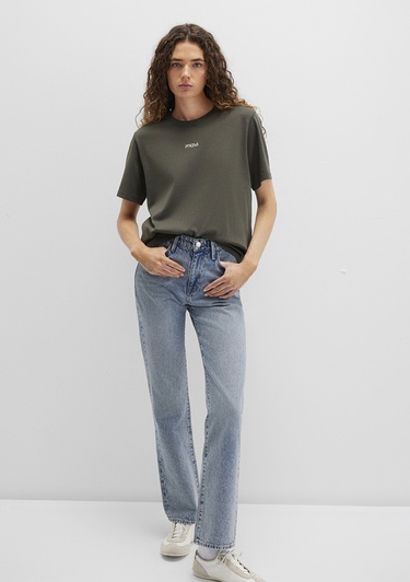  Mavi Mavi Logo Baskılı Yeşil Tişört Loose Fit / Bol Rahat Kesim 1612829-71553