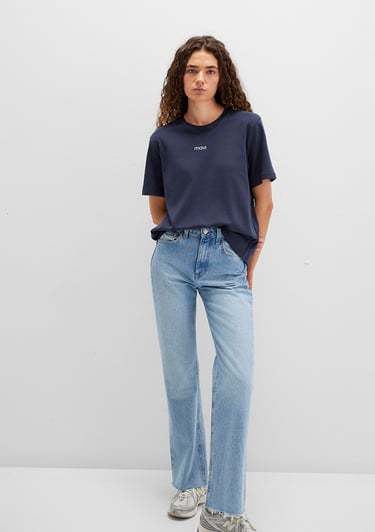  Mavi Mavi Logo Baskılı Lacivert Tişört Loose Fit / Bol Rahat Kesim 1612829-85315