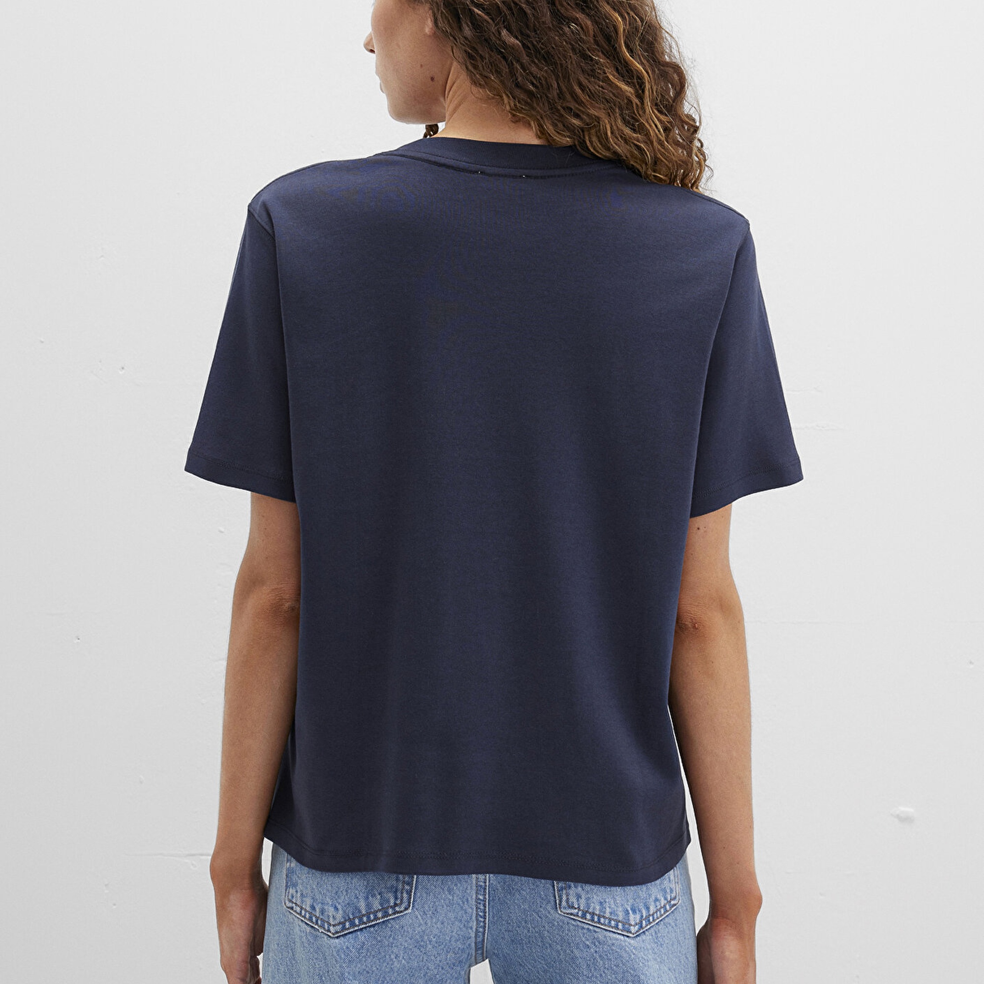 Mavi Mavi Logo Baskılı Lacivert Tişört Loose Fit / Bol Rahat Kesim 1612829-85315