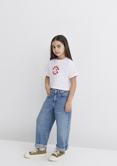  Mavi Hello Kitty Baskılı Beyaz Tişört Loose Fit / Bol Rahat Kesim 7610307-620