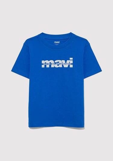  Mavi Mavi Logo Baskılı Mavi Tişört Regular Fit / Normal Kesim 6610286-82491