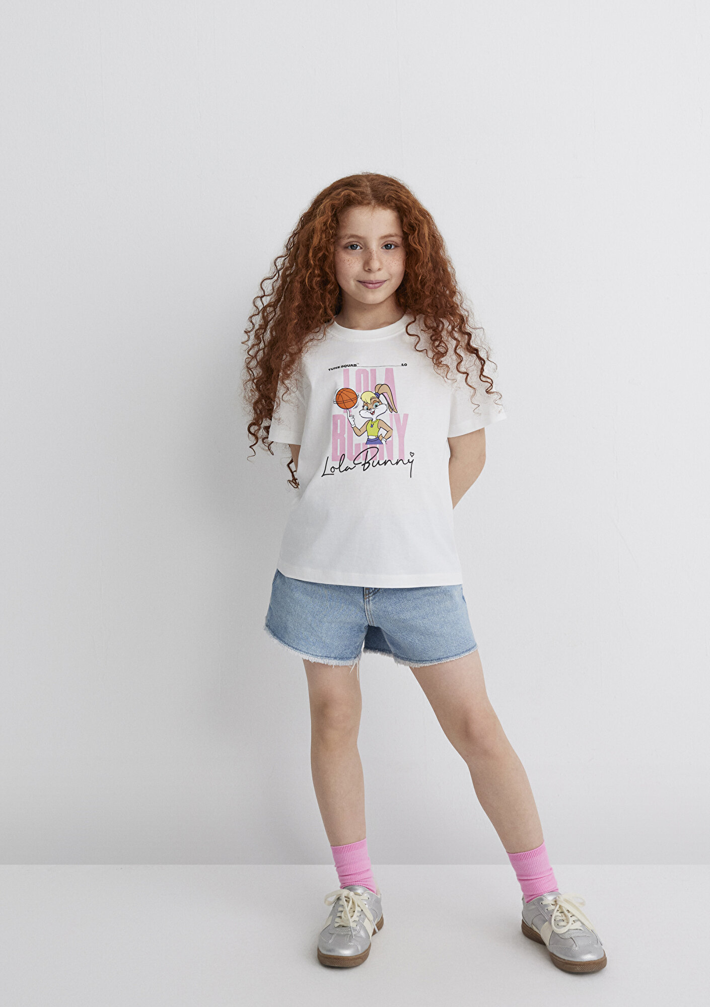  Mavi Lola Bunny Baskılı Ekru Tişört Loose Fit / Bol Rahat Kesim 7610289-70057