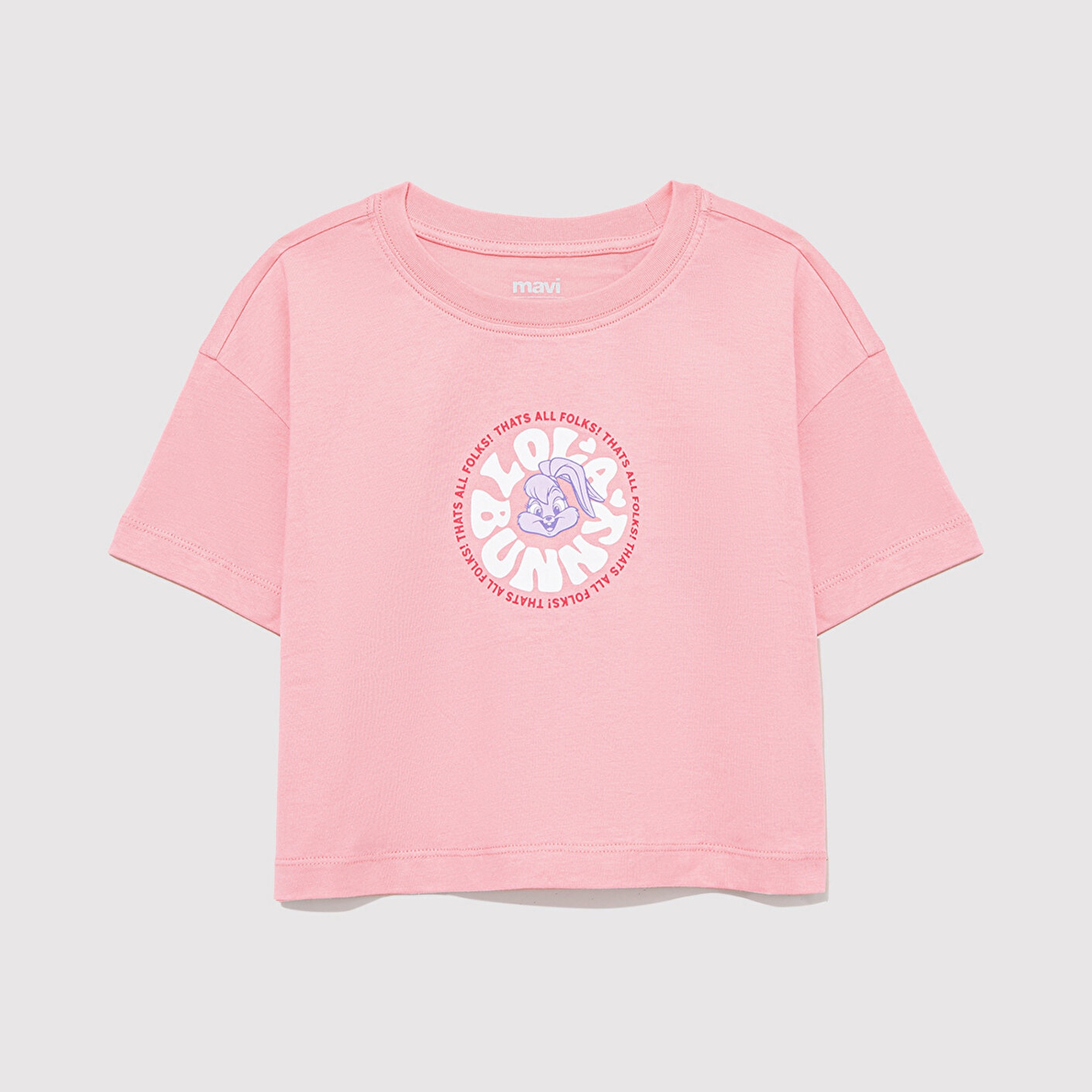 Mavi Lola Bunny Baskılı Pembe Tişört Loose Fit / Bol Rahat Kesim 7610290-71027