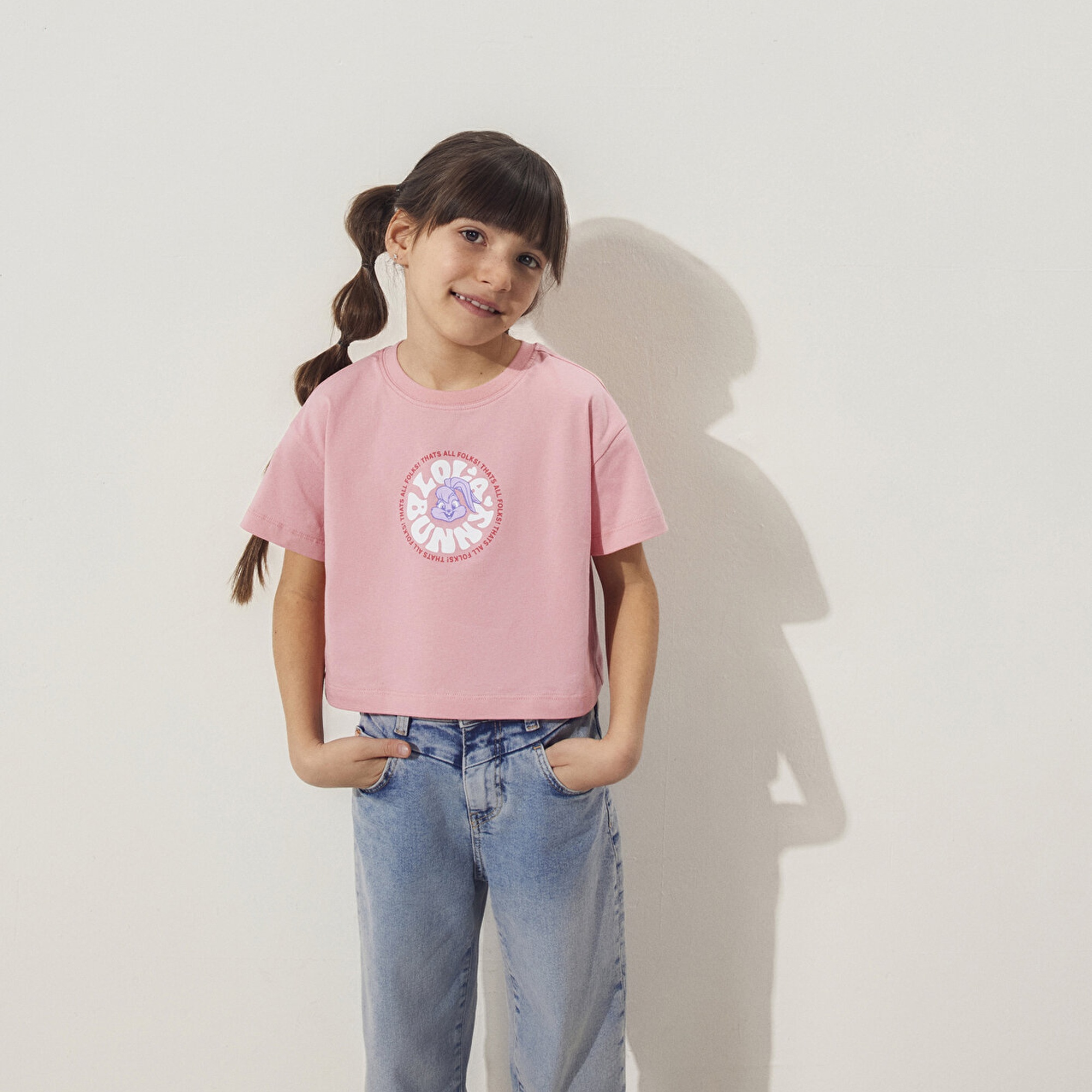 Mavi Lola Bunny Baskılı Pembe Tişört Loose Fit / Bol Rahat Kesim 7610290-71027