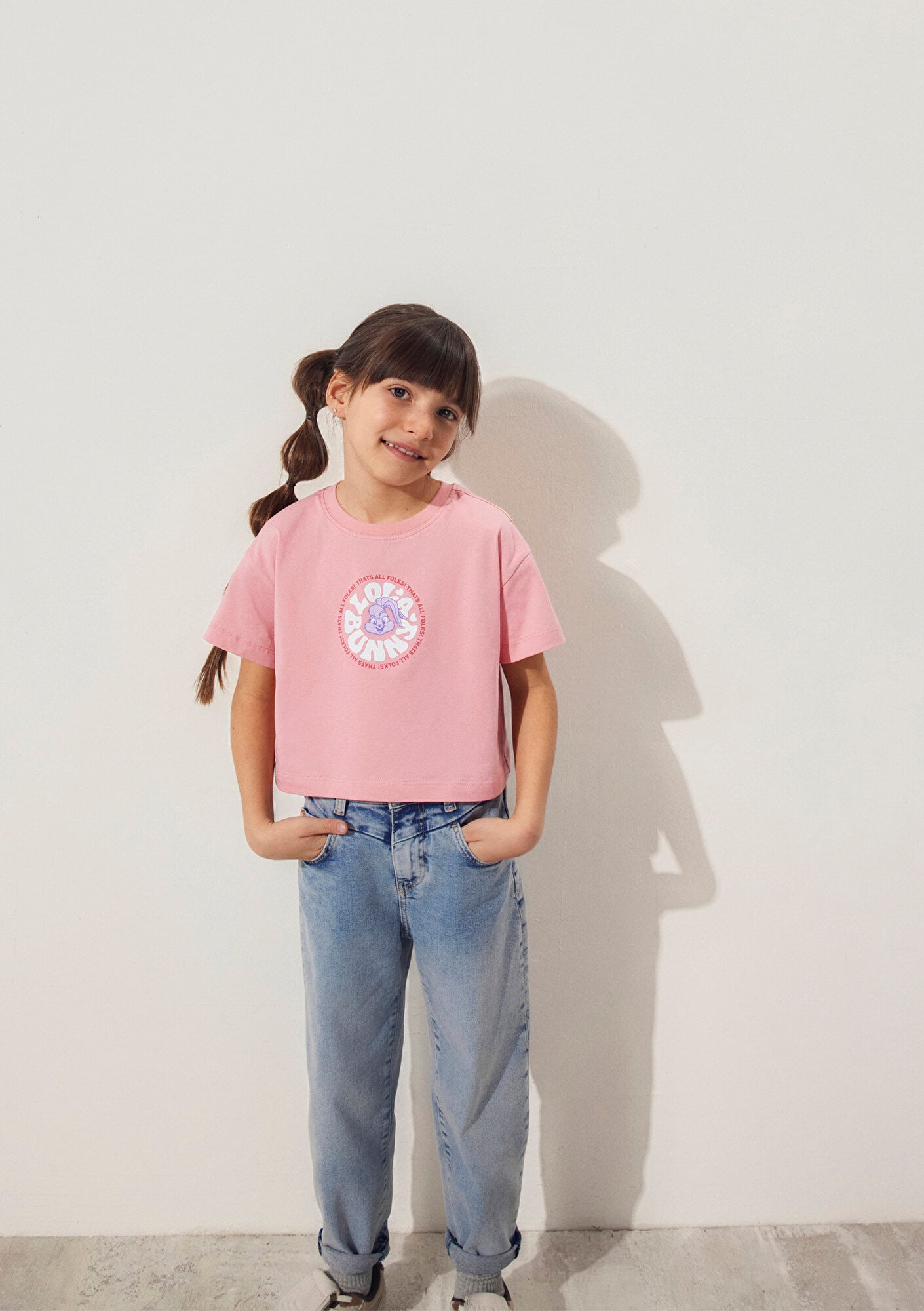  Mavi Lola Bunny Baskılı Pembe Tişört Loose Fit / Bol Rahat Kesim 7610290-71027