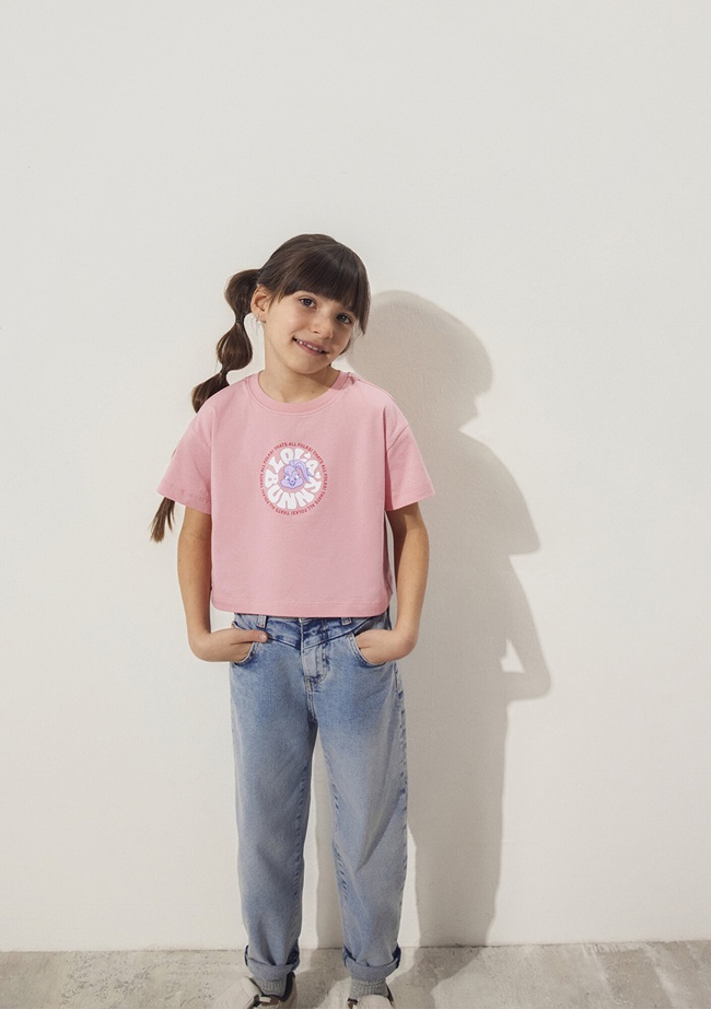  Mavi Lola Bunny Baskılı Pembe Tişört Loose Fit / Bol Rahat Kesim 7610290-71027